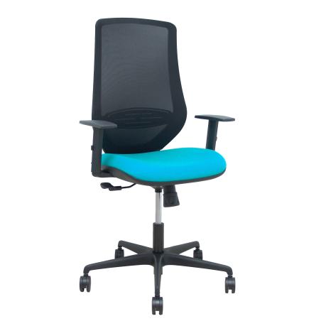 Silla Mardos sincro malla negra bali turquesa brazo regulable