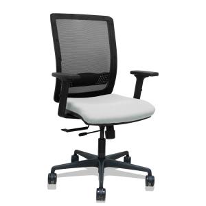 Silla Haches traslack malla negra asiento bali gris claro brazos 2D ruedas 65mm