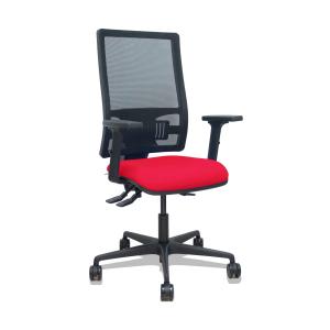 Silla Bormate asincro malla negra asiento bali rojo brazos 2D ruedas 65mm