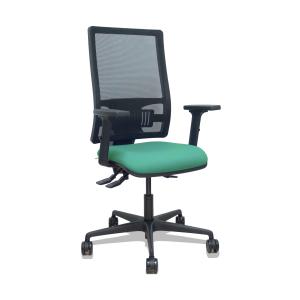 Silla Bormate asincro malla negra asiento bali verde esmeralda brazos 2D ruedas 65mm