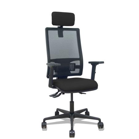 Silla Bormate asincro malla negra asiento bali negro brazos 2D ruedas 65mm cabecero regulable