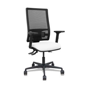 Silla Bormate asincro malla negra asiento bali blanco brazos 2D ruedas 65mm
