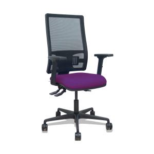 Silla Bormate asincro malla negra asiento bali morado brazos 2D ruedas 65mm