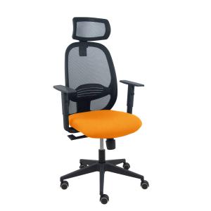 Silla Cilanco negra malla negra asiento bali naranja brazo regulable cabecero regulable
