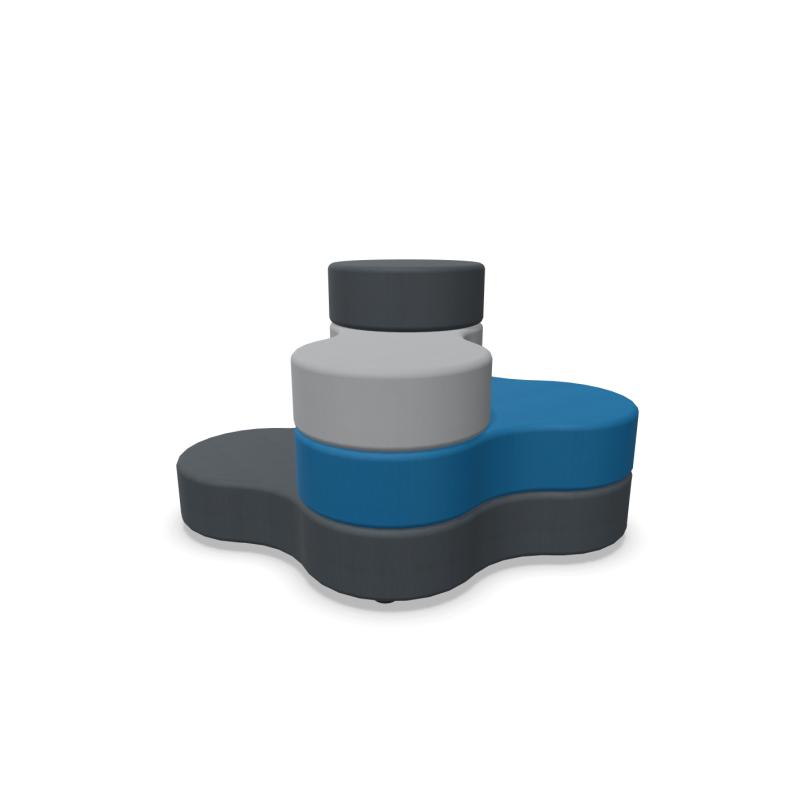Puff modular Tapa de 4 pisos en color gris y azul