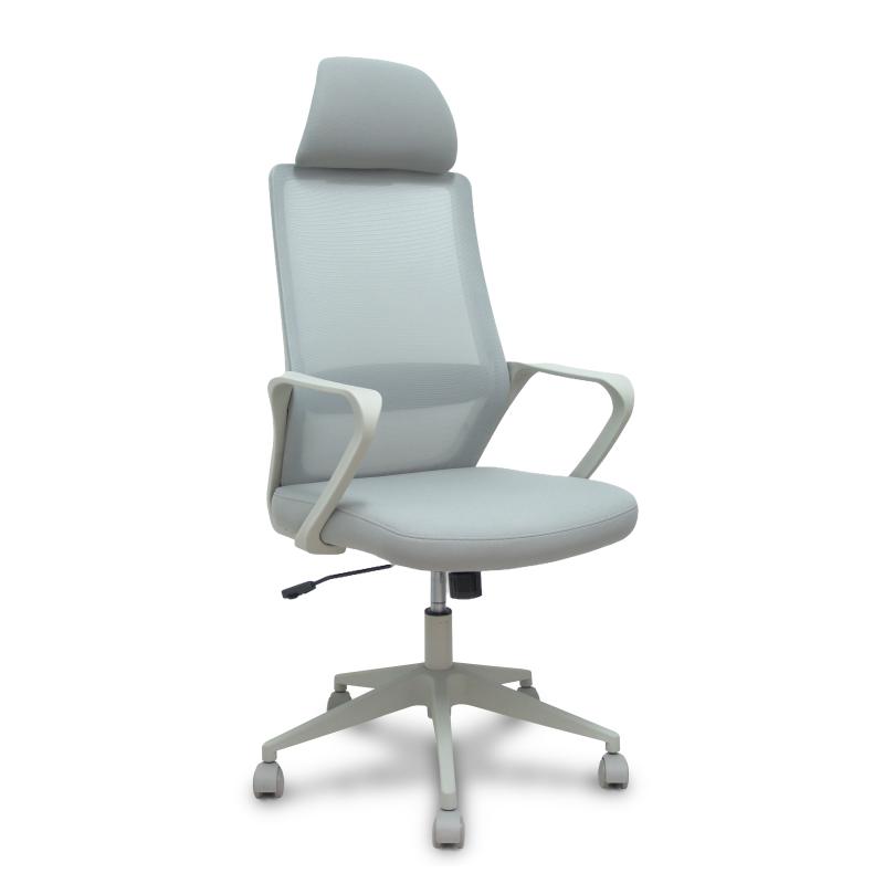 Silla Pro534 gris respaldo malla gris asiento tela gris base piramidal gris ruedas nailon