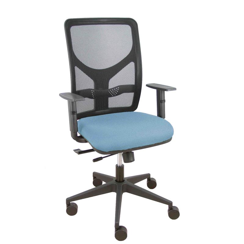Silla Motilla traslack malla negra asiento bali azul cielo brazo regulable