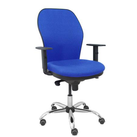 Silla Jorquera respaldo bali azul asiento bali azul base cromada y ruedas parqué