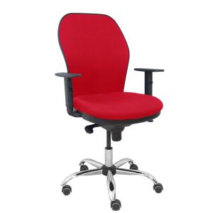Silla Jorquera respaldo bali rojo asiento bali rojo base cromada y ruedas parqué