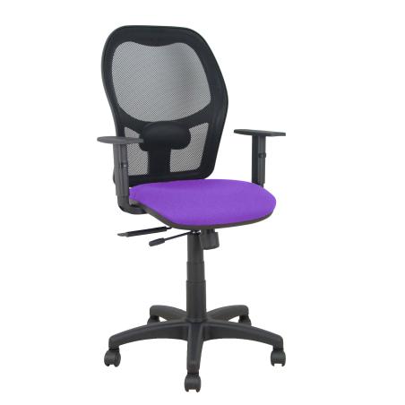 Silla Alocén traslack malla negra asiento bali lila brazos regulables