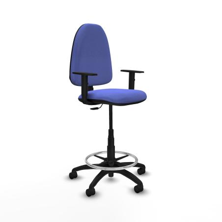Taburete Aına CP bali azul claro brazos 1D base poliamida ruedas nailon 50mm