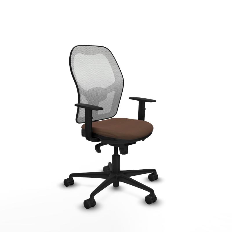 Jorquera sincro malla blanca bali marrón oscuro brazos 1D base nailon ruedas 65mm nailon