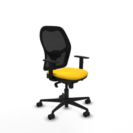Jorquera sincro malla negra similpiel amarillo brazos 1D base nailon ruedas 65mm nailon