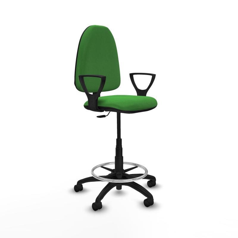 Taburete Aına CP bali verde brazos fijos base poliamida ruedas nailon 50mm