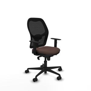 Jorquera sincro malla negra similpiel marrón oscuro brazos 1D base nailon ruedas 65mm nailon