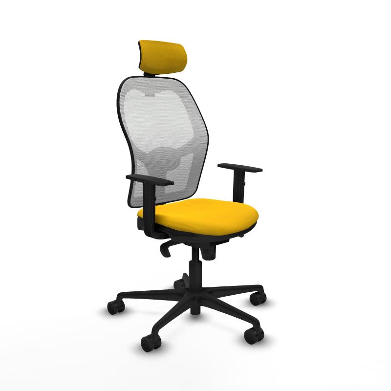 Jorquera sincro malla blanca bali amarillo brazos 1D base nailon cabecero 2D ruedas 65mm nailon