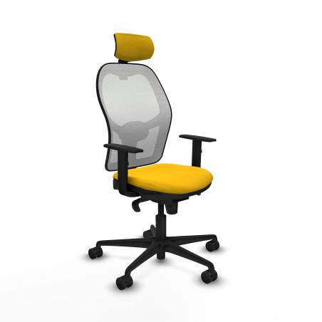 Jorquera sincro malla blanca bali amarillo brazos 1D base nailon cabecero 2D ruedas 65mm nailon