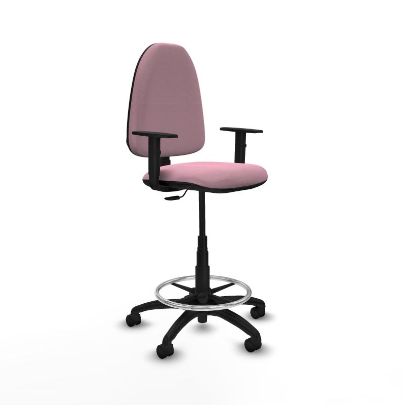 Taburete Aına CP bali rosa brazos 1D base poliamida ruedas nailon 50mm