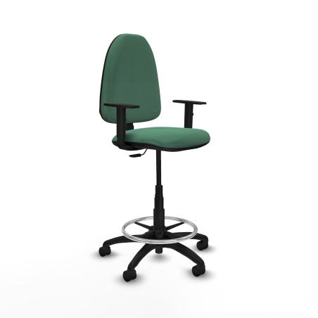 Taburete Aına CP bali verde esmeralda brazos 1D base poliamida ruedas nailon 50mm