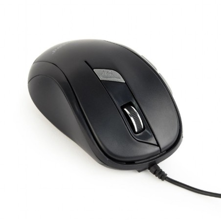 Ratón óptico cableado, USB, negro