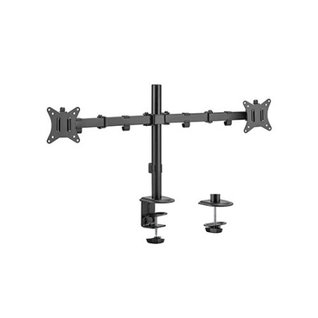 Soporte ajustable con brazo de montaje para 2 pantallas (girar, inclinar, girar), 17''-32'', hasta 9 kg