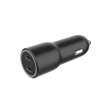 Cargador rápido para coche PowerDelivery de 2 puertos USB tipo C, 40 W, negro