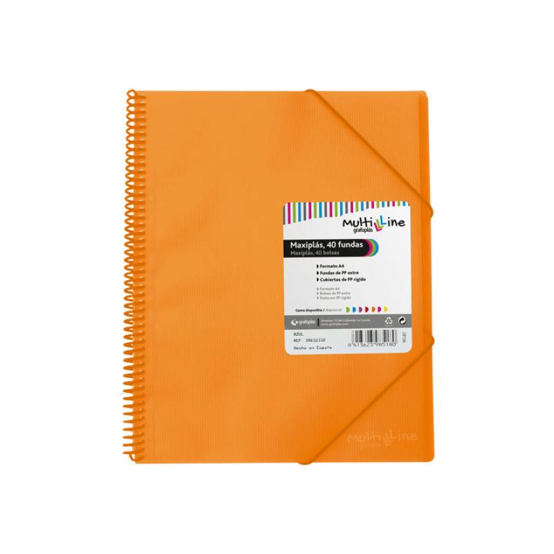 CARP. GRAFOPLAS 40 FUNDAS MAXIPLAS C/ESPIRAL NARAN