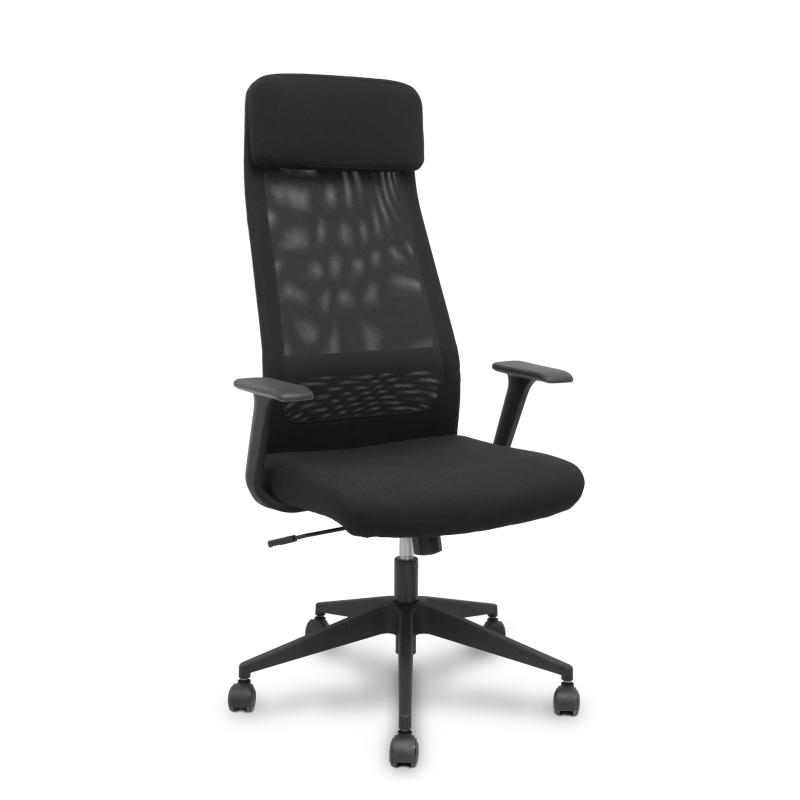 Silla Pro536 basculante tela negra brazos fijos