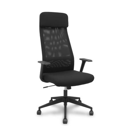 Silla Pro536 basculante tela negra brazos fijos