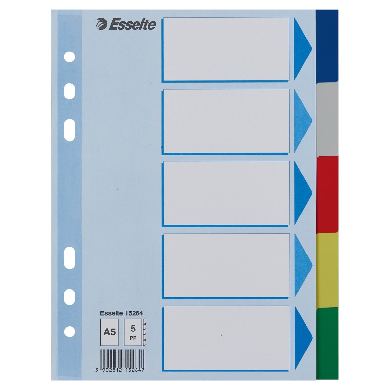 Esselte 15264 lengüeta de índice Separador en blanco con pestaña Cartón, Polipropileno (PP) Azul
