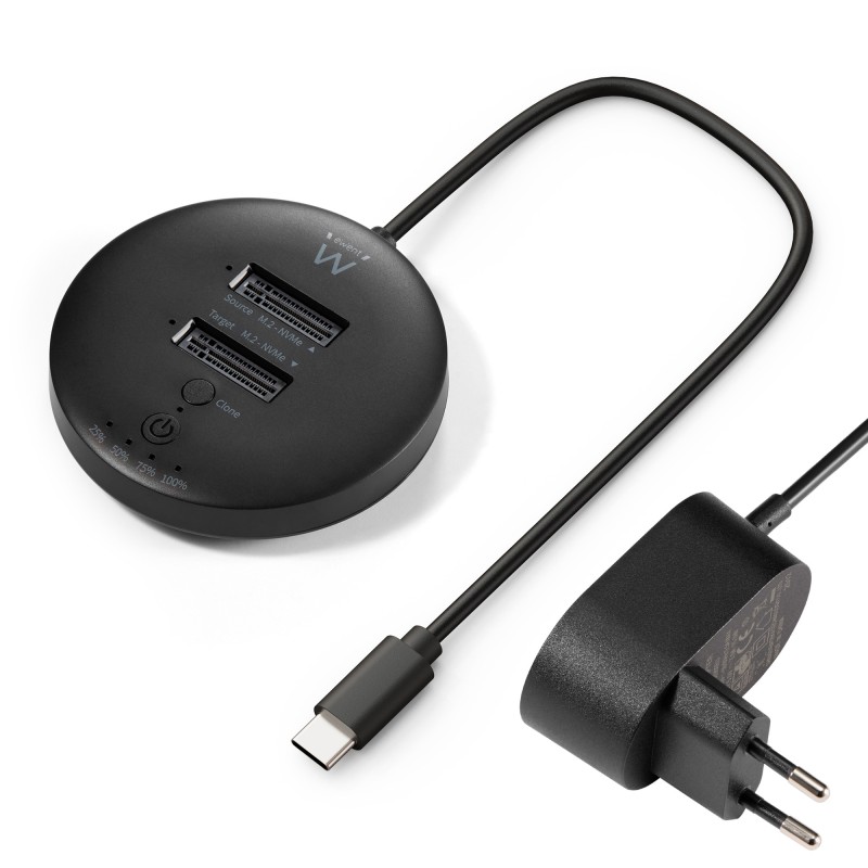 Ewent EW7078 base de conexión para disco duro USB 3.2 Gen 1 (3.1 Gen 1) Type-C Negro