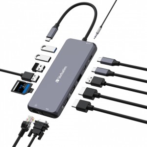 Verbatim CMH-14 USB Tipo C 5000 Mbit s Plata