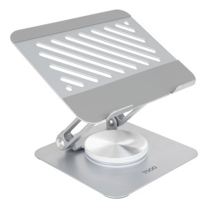 TooQ Soporte de Sobremesa con rotación 360° y ajustable para dispositivos de hasta 13”, Color Plata