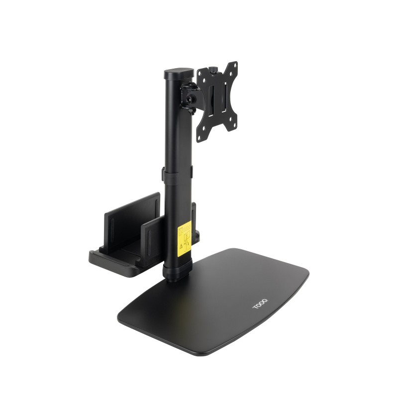 TooQ Soporte de mesa para pantallas 17”-27” con soporte integrado para CPU Ligera