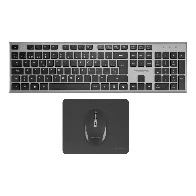 Tacens 6ZENITHES teclado Rato incluído Casa Escritório RF Wireless QWERTY Espanhol Cinzento
