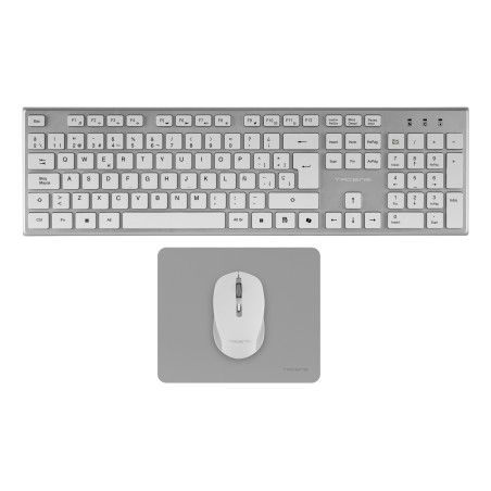 Tacens 6ZENITHWES teclado Rato incluído Casa Escritório RF Wireless QWERTY Espanhol Prateado, Branco