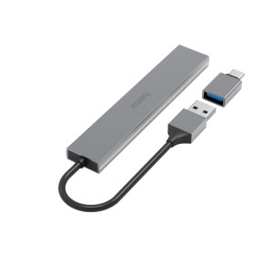 Hama 00200141 hub de interfaz USB 3.2 Gen 1 (3.1 Gen 1) Type-A 5000 Mbit s Gris