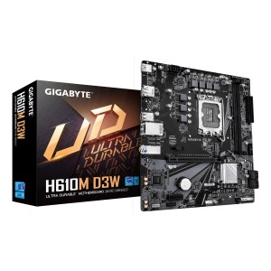 GIGABYTE H610M D3W Placa Base - Compatible con procesadores Intel Core de 14ª generación, VRM de 5+1+1 fases, hasta 5600MHz