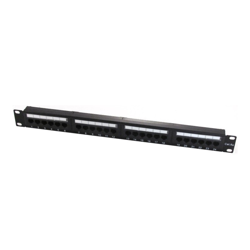 19" Patch Panel Cat.6a UTP 24 RJ45 ports 1U