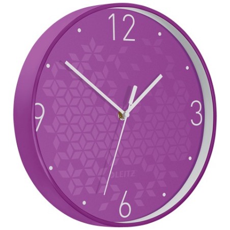 Leitz WOW Wall Clock Purple nota autoadhesiva Alrededor Púrpura