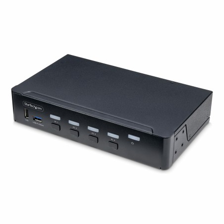 StarTech.com Switch KVM de 4 Puertos DisplayPort para Un Monitor - 4K 60Hz - Hub Ladrón de 6 Puertos USB - TAA - DisplayPort
