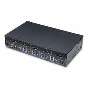 StarTech.com Switch KVM de 4 Puertos DisplayPort para Un Monitor - 4K 60Hz - Hub Ladrón de 6 Puertos USB - TAA - DisplayPort