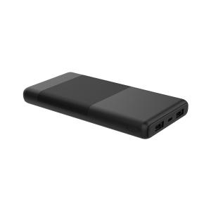 Powerbank 10.000 mAh, Ultra ligera, 10,5 W, Carga rápida, Cable USB-A a Micro-USB incluido, Carga simultánea, Negro