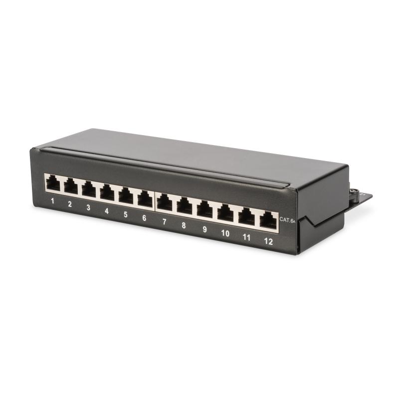 Panel de conexión CAT 6A de sobremesa, clase EA, apantallado, negro