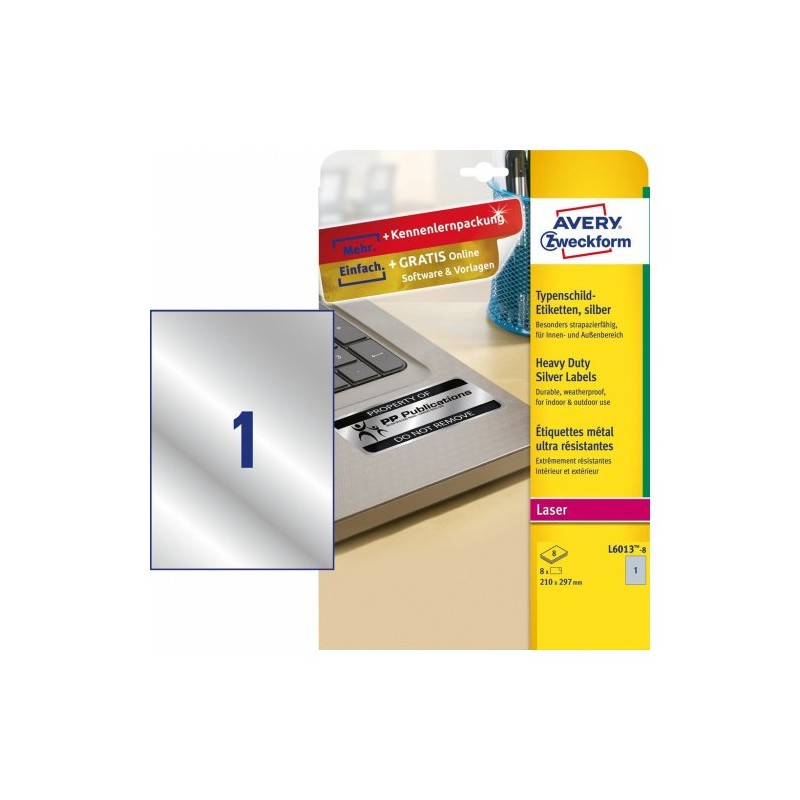 L6013-8 etiqueta de impresora Plata Etiqueta para impresora autoadhesiva