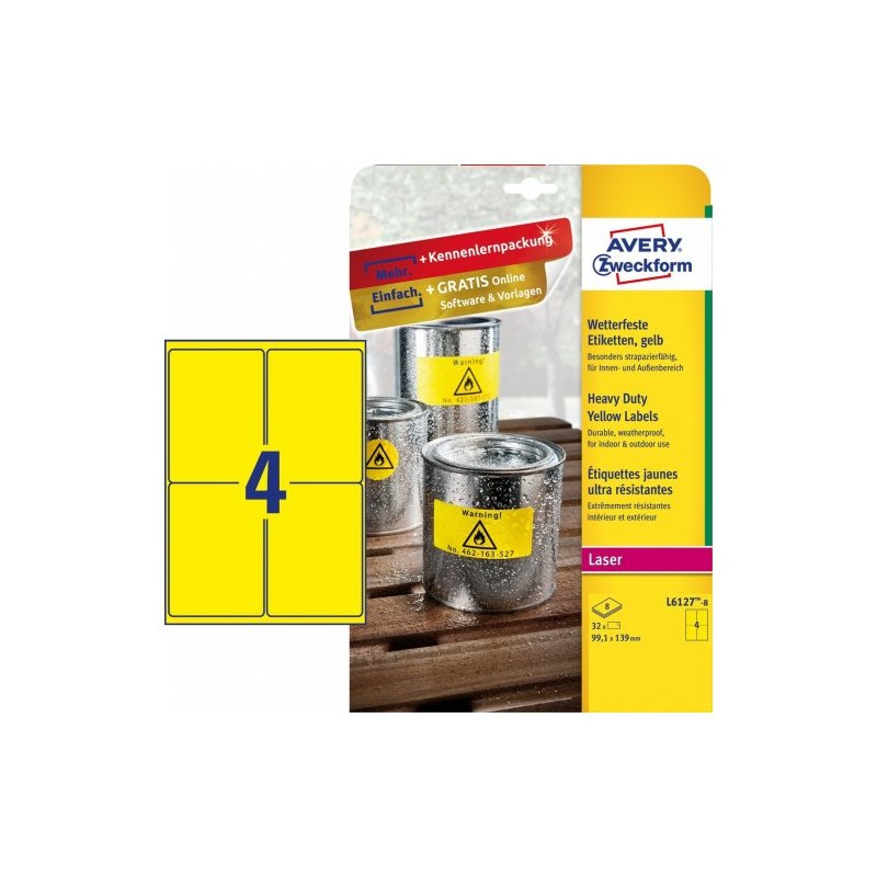 L6127-8 etiqueta de impresora Amarillo Etiqueta para impresora autoadhesiva