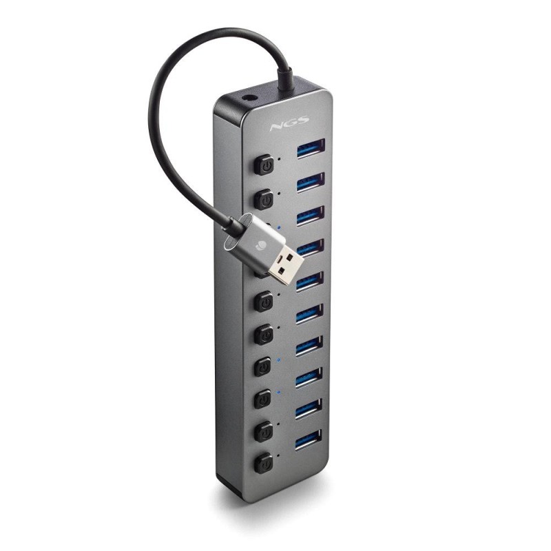 NGS IHUB 10 USB 3.2 Gen 1 (3.1 Gen 1) Type-A 5000 Mbit s Negro