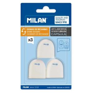 MILAN RECAMBIO DE GOMA AFILABORRA ERASER&BRUSH CAPSULE BLISTER -3U-