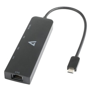 V7 Adaptador Ethernet 2.5 G USB-C macho a USB A hembra x 2, USB-C hembra x1, RJ45 hembra x1 negro