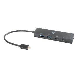 V7 Adaptador Ethernet 2.5 G USB-C macho a USB A hembra x 2, USB-C hembra x1, RJ45 hembra x1 negro